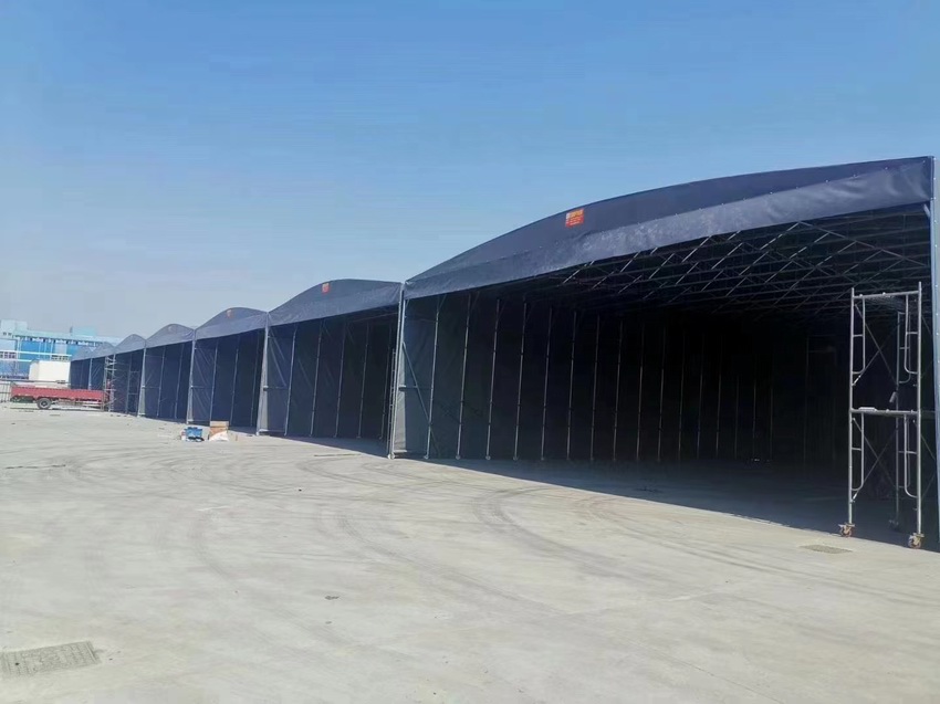 手动推拉雨蓬，仓库棚移动仓库棚