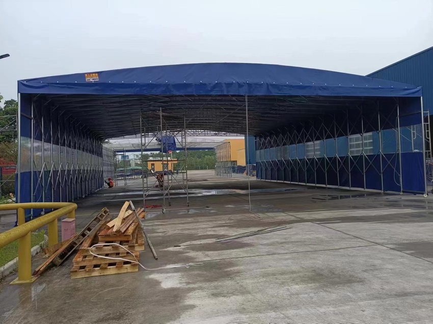 手动推拉雨蓬，仓库棚移动仓库棚