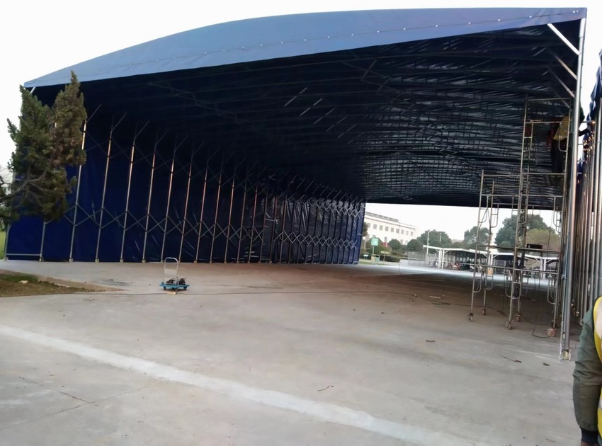 手动推拉雨蓬，仓库棚移动仓库棚