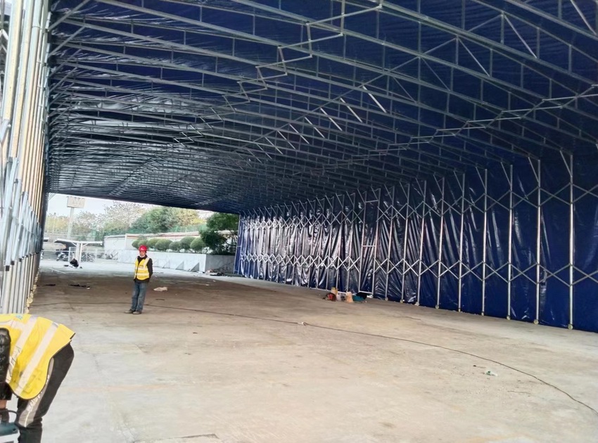 手动推拉雨蓬，仓库棚移动仓库棚